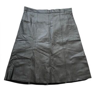 Hal Rubenstein Black Genuine Leather Skirt Size 10 New